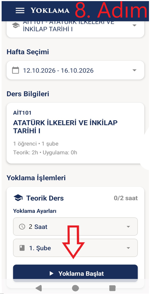 8. Adım - Yoklama başlatma butonu